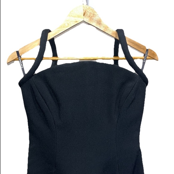 VERSACE Enver Black Sheath Midi Dress IT40 US4 ASO Hailey Bieber Stretch NWT - Picture 7 of 15